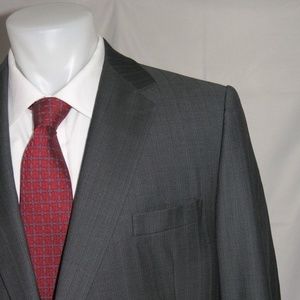 William Fioravanti Gray Striped Two Button Bespoke Suit 44L